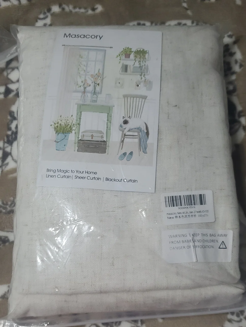 Natural Linen Curtain - Cream Masacory 2 Panel Blackout Curtains 40X108